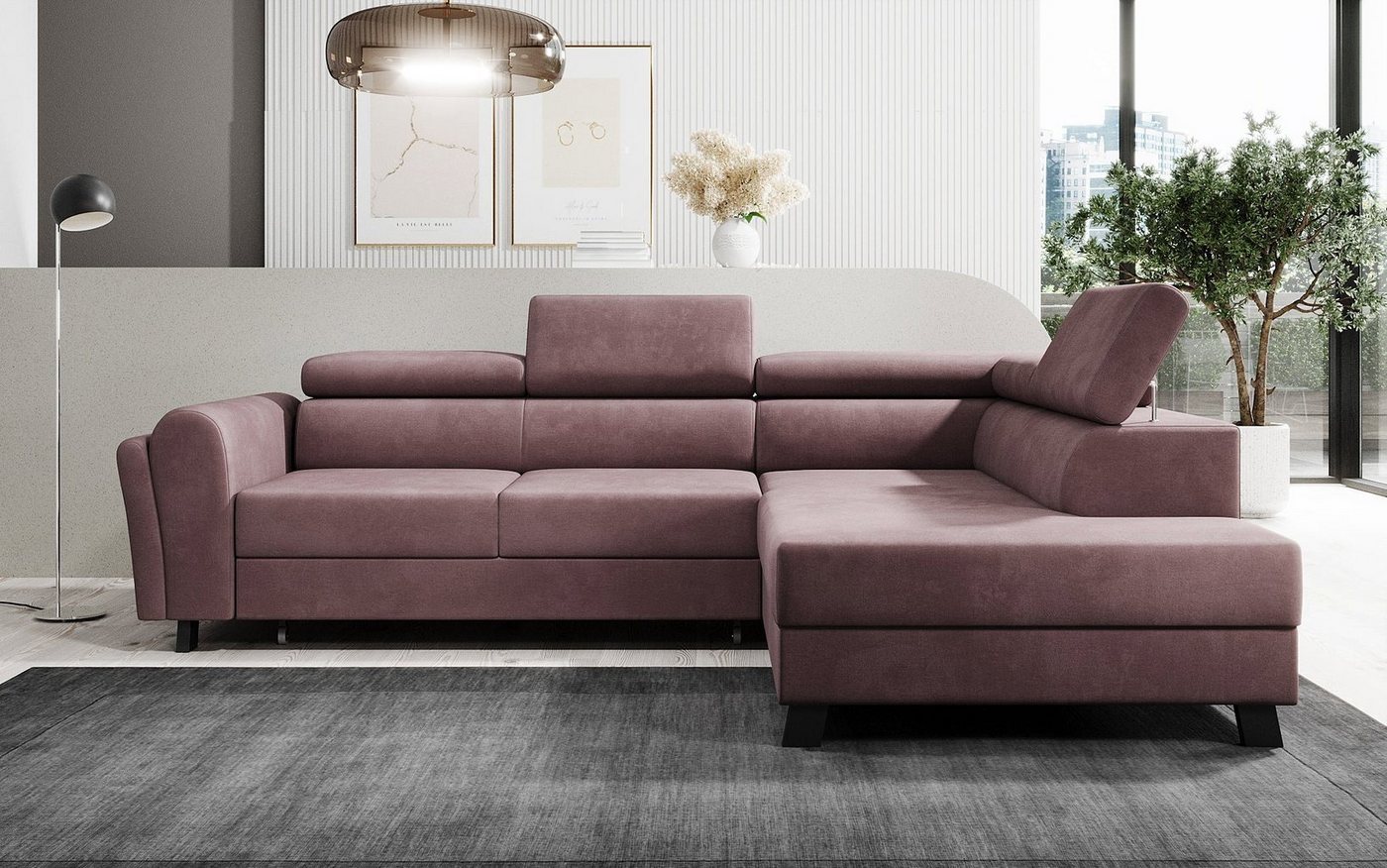 Luxusbetten24 Schlafsofa Designer Sofa Kira, mit Schlaf- und Klappfunktion von Luxusbetten24