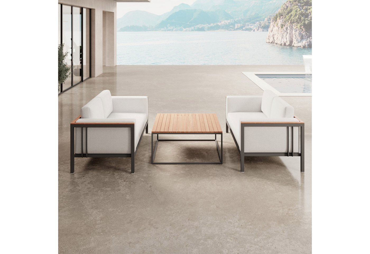 Luxusbetten24 Gartensofa Euphoria – 2 Loungesofas & Tisch aus Aluminium, UV-Resistent & Wasserabweisend Luxusbetten24 Gartensofa Euphoria – 2 Loungesofas & Tisch aus Aluminium, UV-Resistent & Wasserabweisend von Luxusbetten24