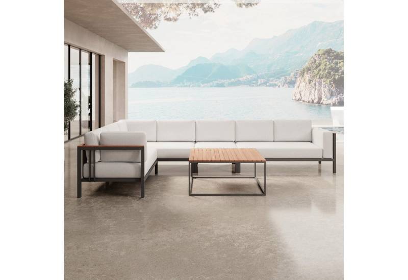 Luxusbetten24 Gartensofa Euphoria – L-Maxilounge & Tisch aus Aluminium, UV-Resistent & Wasserabweisend von Luxusbetten24
