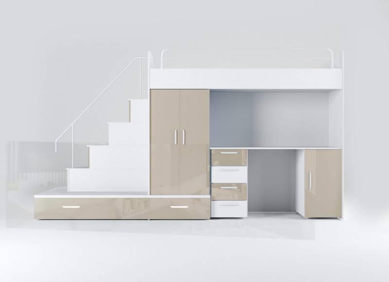 Luxusbetten24 Hochbett Kinderhochbett Adventure mit Schreibtisch, Kleiderschrank und Staufächern Luxusbetten24 Hochbett Kinderhochbett Adventure mit Schreibtisch, Kleiderschrank und Staufächern von Luxusbetten24