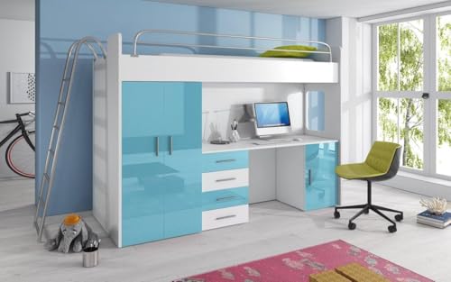 Luxusbetten24 Kinderhochbett Study Türkis Luxusbetten24 Kinderhochbett Study Türkis von Luxusbetten24