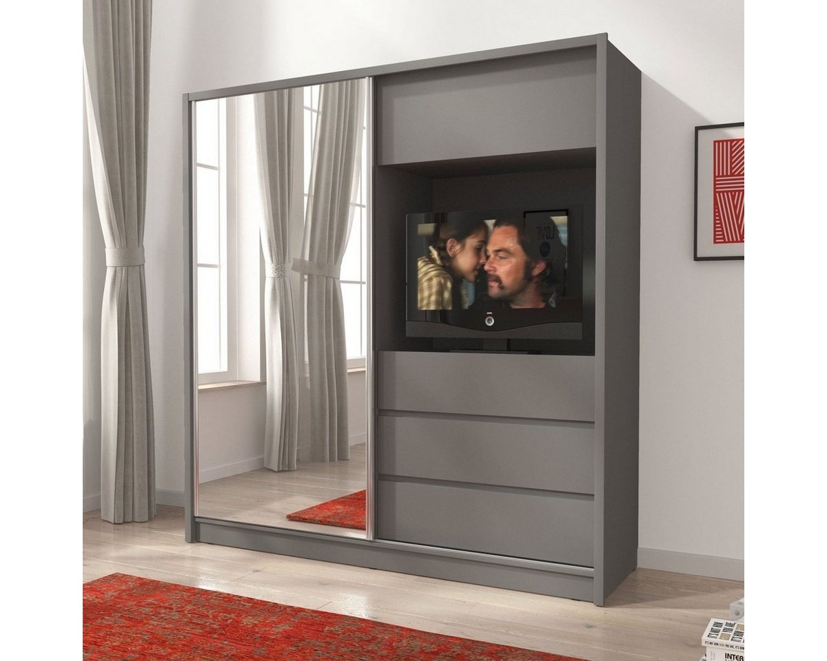 Luxusbetten24 Kleiderschrank Designer Schrank Cosmo mit TV Vorrichtung von Luxusbetten24