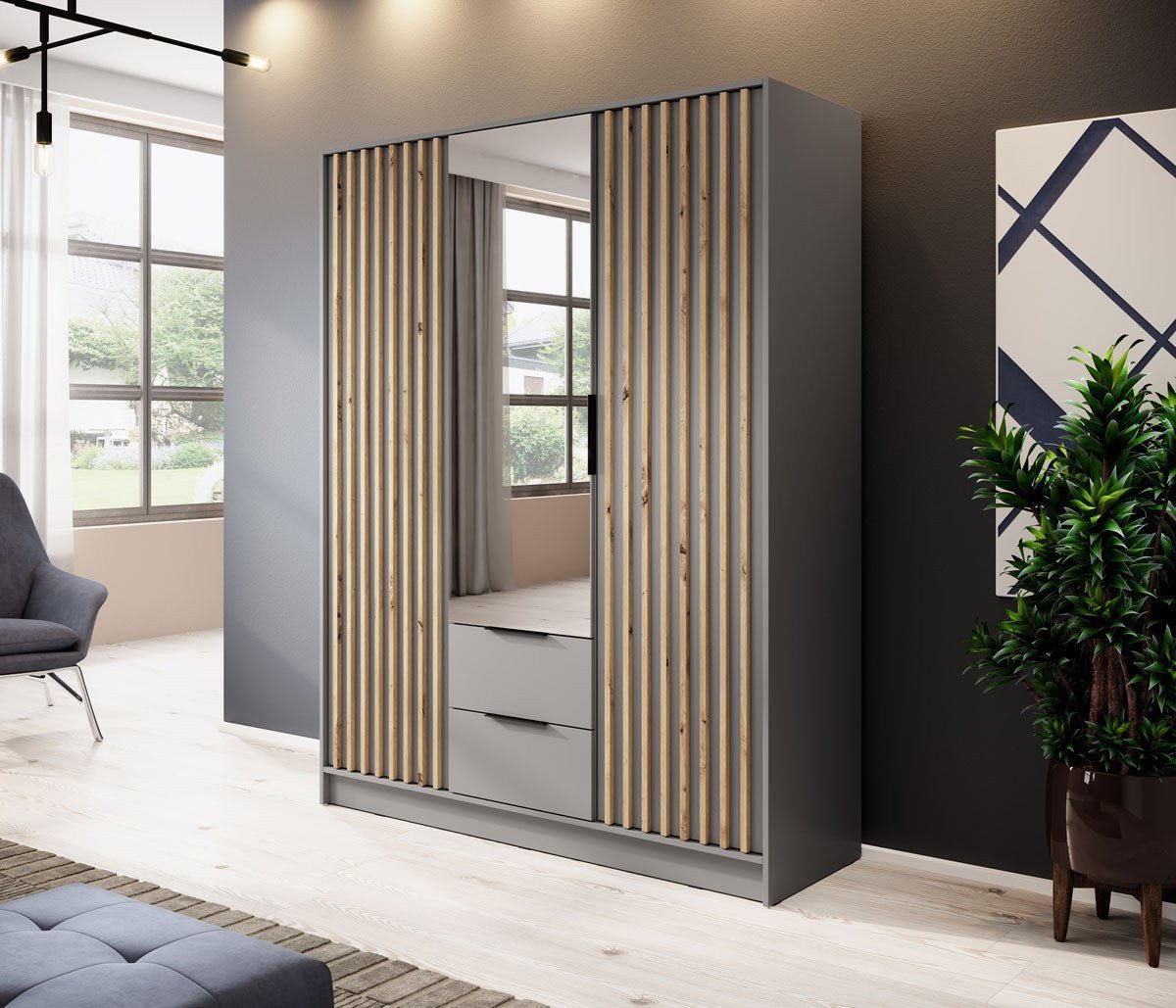 Luxusbetten24 Kleiderschrank Designer Schrank Niro 155 cm mit großzügigem Stauraum von Luxusbetten24