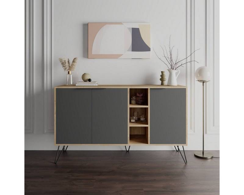 Luxusbetten24 Kommode Designer Kommode Clara, drei Schranktüren und drei kleine offene Fächer von Luxusbetten24