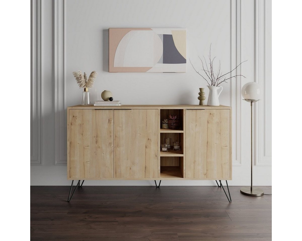 Luxusbetten24 Kommode Designer Kommode Clara, drei Schranktüren und drei kleine offene Fächer von Luxusbetten24