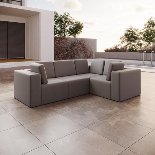 Luxusbetten24 Modulares Gartensofa Eden L Grau Rechts von Luxusbetten24