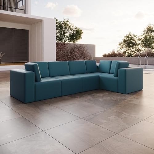 Luxusbetten24 Modulares Gartensofa Eden L Maxi Blau Rechts von Luxusbetten24