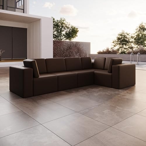 Luxusbetten24 Modulares Gartensofa Eden L Maxi Braun Rechts von Luxusbetten24