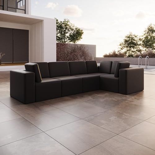 Luxusbetten24 Modulares Gartensofa Eden L Maxi Schwarz Rechts von Luxusbetten24