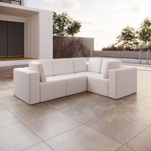 Luxusbetten24 Modulares Gartensofa Eden L Weiß Rechts von Luxusbetten24