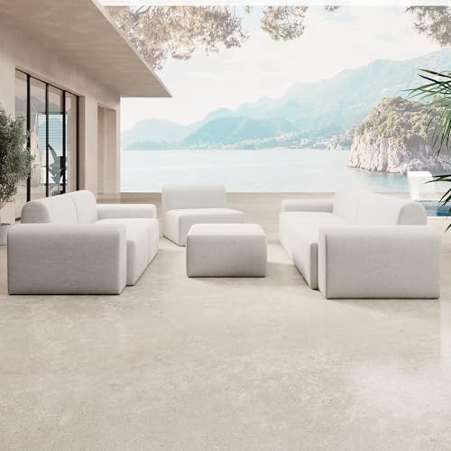 Luxusbetten24 Modulares Gartensofa Relax Set Lounge Ensemble Weiß von Luxusbetten24