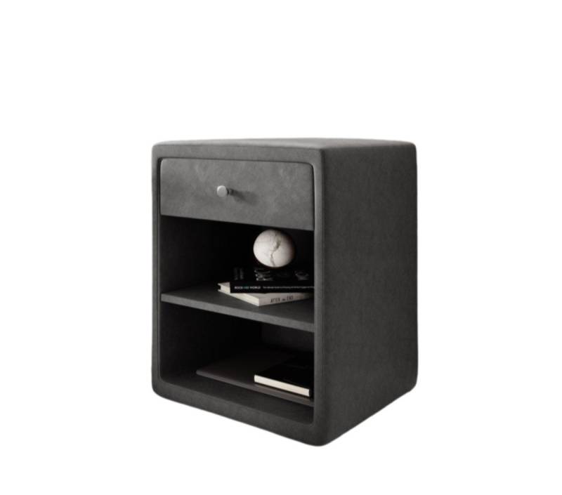 Luxusbetten24 Nachttisch Designer Nachttisch Amy, mit Samtbezug von Luxusbetten24