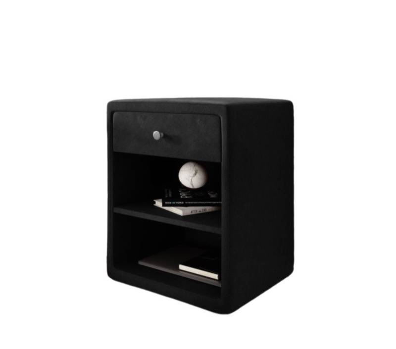 Luxusbetten24 Nachttisch Designer Nachttisch Amy, mit Samtbezug von Luxusbetten24