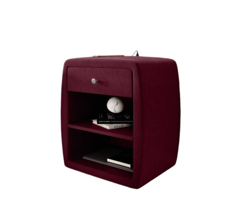 Luxusbetten24 Nachttisch Designer Nachttisch Lilly, mit USB-Anschluss Anschluss und Samtbezug von Luxusbetten24