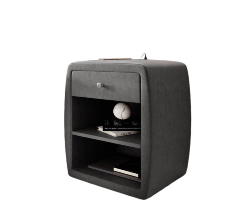 Luxusbetten24 Nachttisch Designer Nachttisch Lilly, mit USB-Anschluss Anschluss und Samtbezug von Luxusbetten24