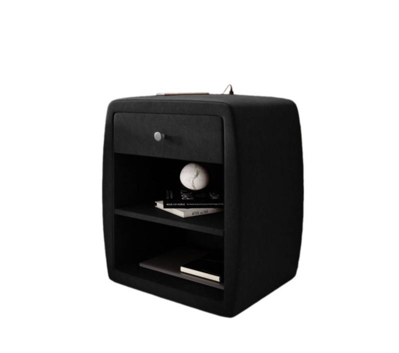 Luxusbetten24 Nachttisch Designer Nachttisch Lilly, mit USB-Anschluss Anschluss und Samtbezug von Luxusbetten24
