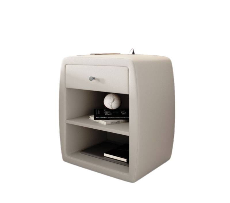 Luxusbetten24 Nachttisch Designer Nachttisch Tavira, mit USB-Anschluss und Kunstleder von Luxusbetten24