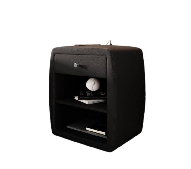 Luxusbetten24 Nachttisch Designer Nachttisch Tavira, mit USB-Anschluss und Kunstleder von Luxusbetten24