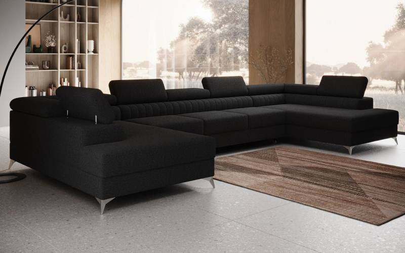 Luxusbetten24 Schlafsofa Designer Sofa Aurea U XXL in Bouclé, mit Stauraum und Schlaffunktion von Luxusbetten24
