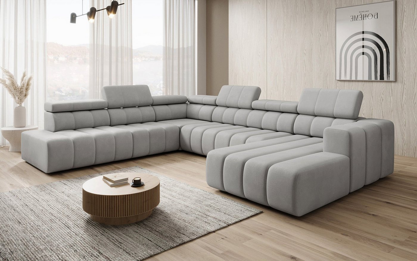 Luxusbetten24 Schlafsofa Designer Sofa Aurora Maxi, mit elektrischer Sitzerweiterung von Luxusbetten24