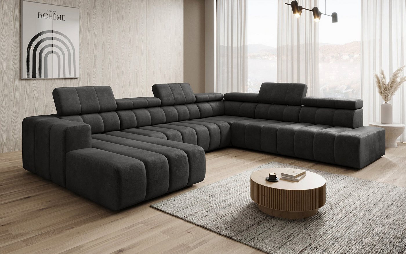 Luxusbetten24 Schlafsofa Designer Sofa Aurora Maxi, mit elektrischer Sitzerweiterung von Luxusbetten24