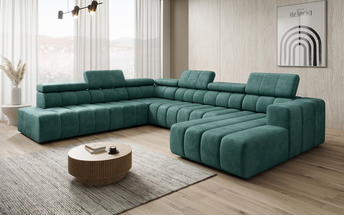 Luxusbetten24 Schlafsofa Designer Sofa Aurora Maxi, mit elektrischer Sitzerweiterung von Luxusbetten24