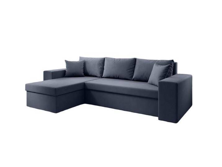 Luxusbetten24 Schlafsofa Designer Sofa Denver, mit Stauraum und Schlaffunktion, blau, Blau von Luxusbetten24
