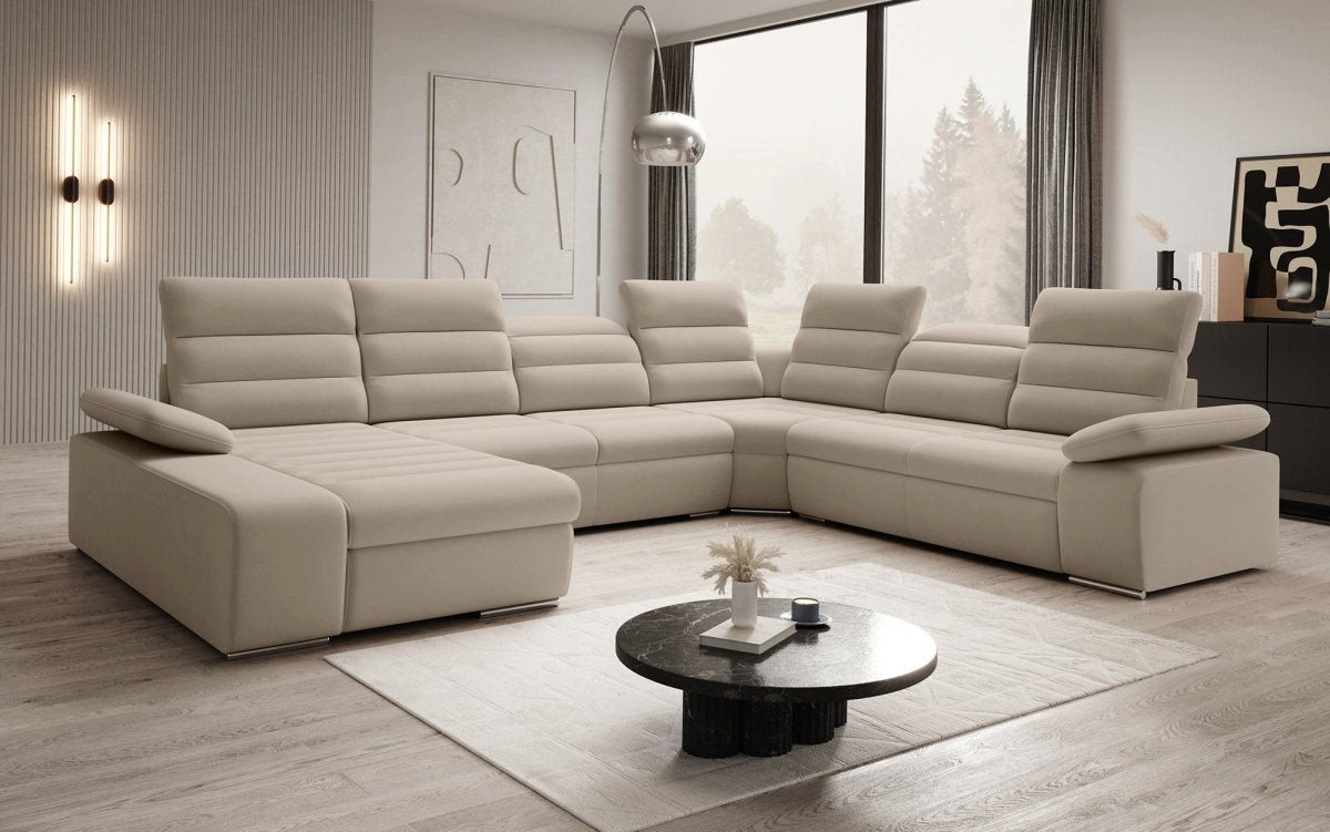 Luxusbetten24 Schlafsofa Designer Sofa Kreta, mit Schlaf - und Klappfunktion von Luxusbetten24