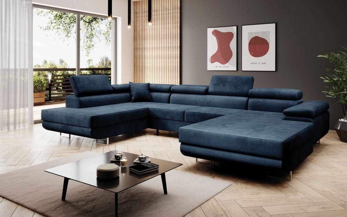 Luxusbetten24 Schlafsofa Designer Sofa Lago, mit Stauraum und Schlaffunktion von Luxusbetten24