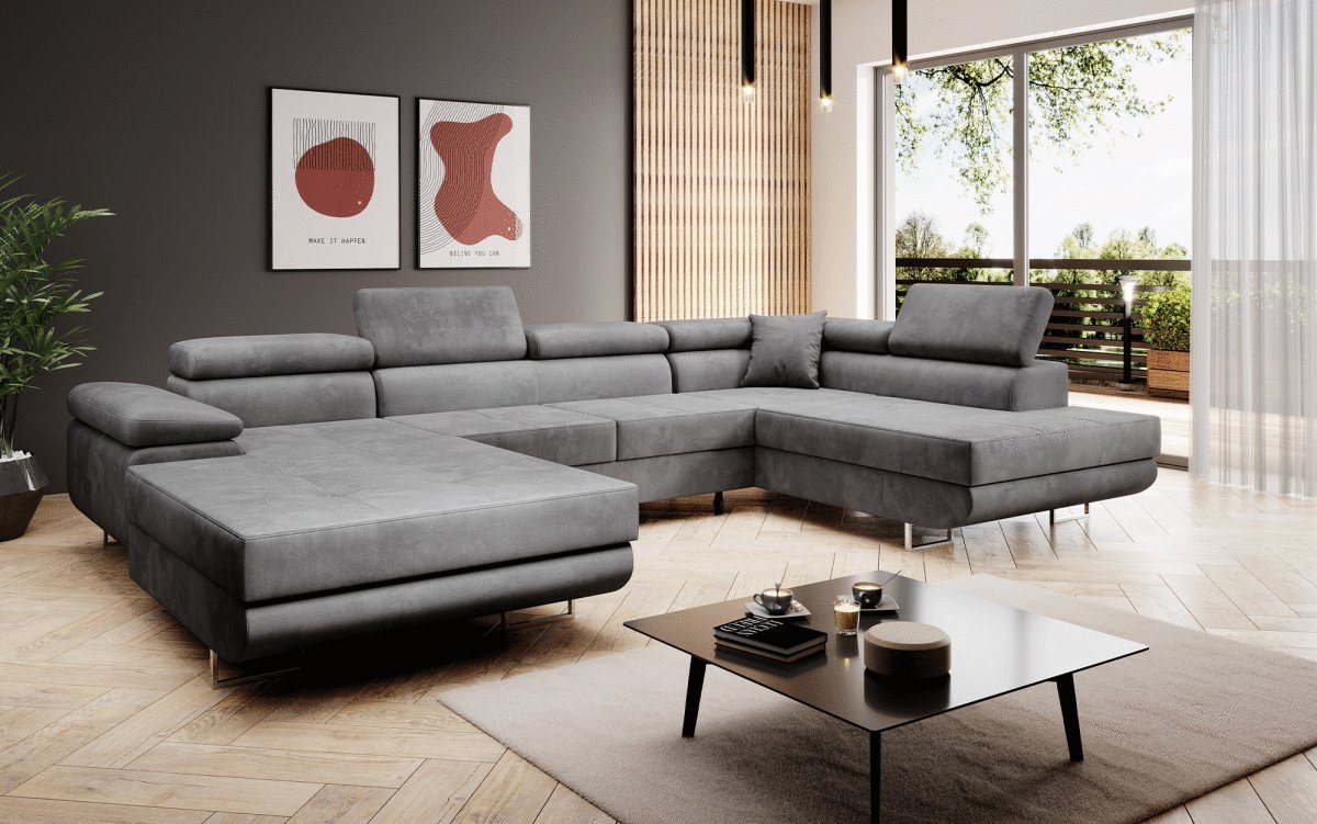 Luxusbetten24 Schlafsofa Designer Sofa Lago, mit Stauraum und Schlaffunktion von Luxusbetten24