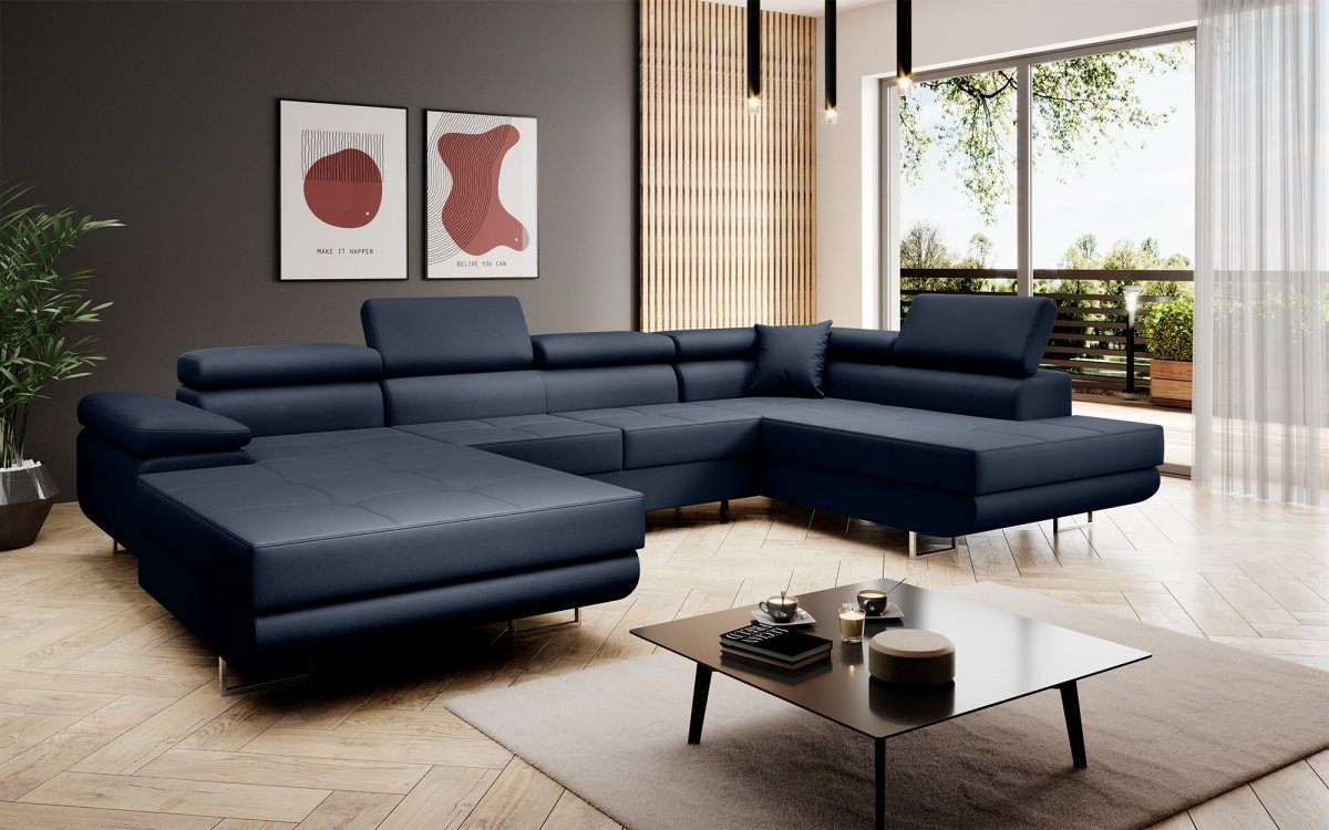 Luxusbetten24 Schlafsofa Designer Sofa Lago, mit Stauraum und Schlaffunktion von Luxusbetten24