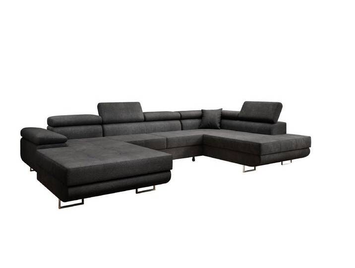 Luxusbetten24 Schlafsofa Designer Sofa Lago Bouclé, mit Stauraum und Schlaffunktion, grau, Grau von Luxusbetten24