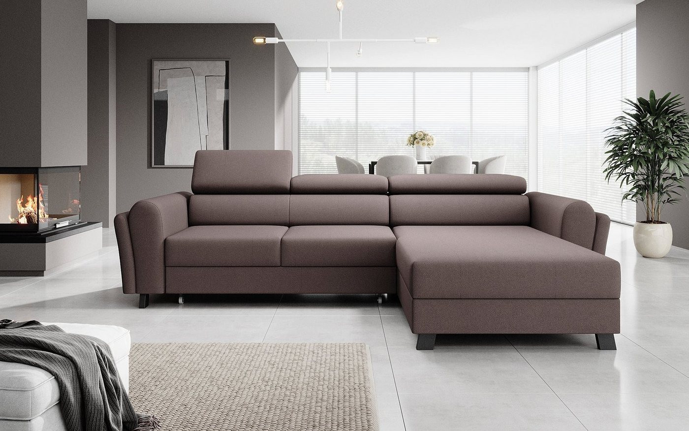 Luxusbetten24 Schlafsofa Designer Sofa Massimo, mit Stauraum und Schlaffunktion von Luxusbetten24