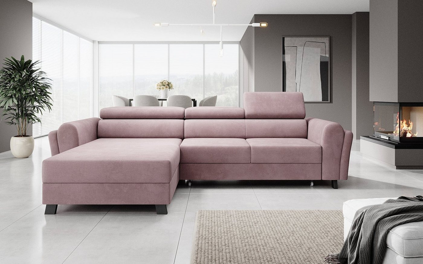 Luxusbetten24 Schlafsofa Designer Sofa Massimo, mit Stauraum und Schlaffunktion von Luxusbetten24