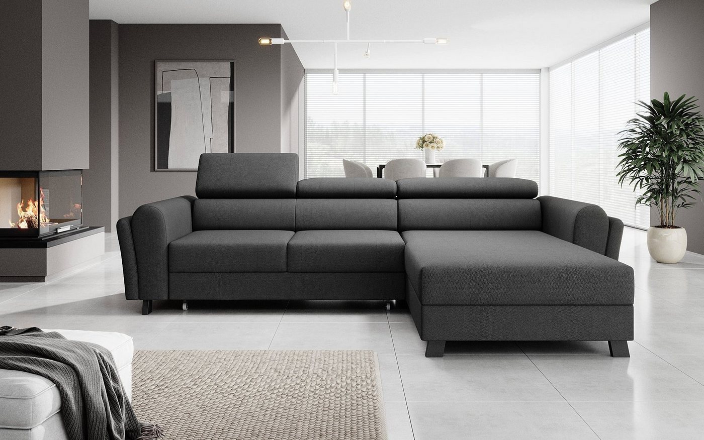 Luxusbetten24 Schlafsofa Designer Sofa Massimo, mit Stauraum und Schlaffunktion von Luxusbetten24