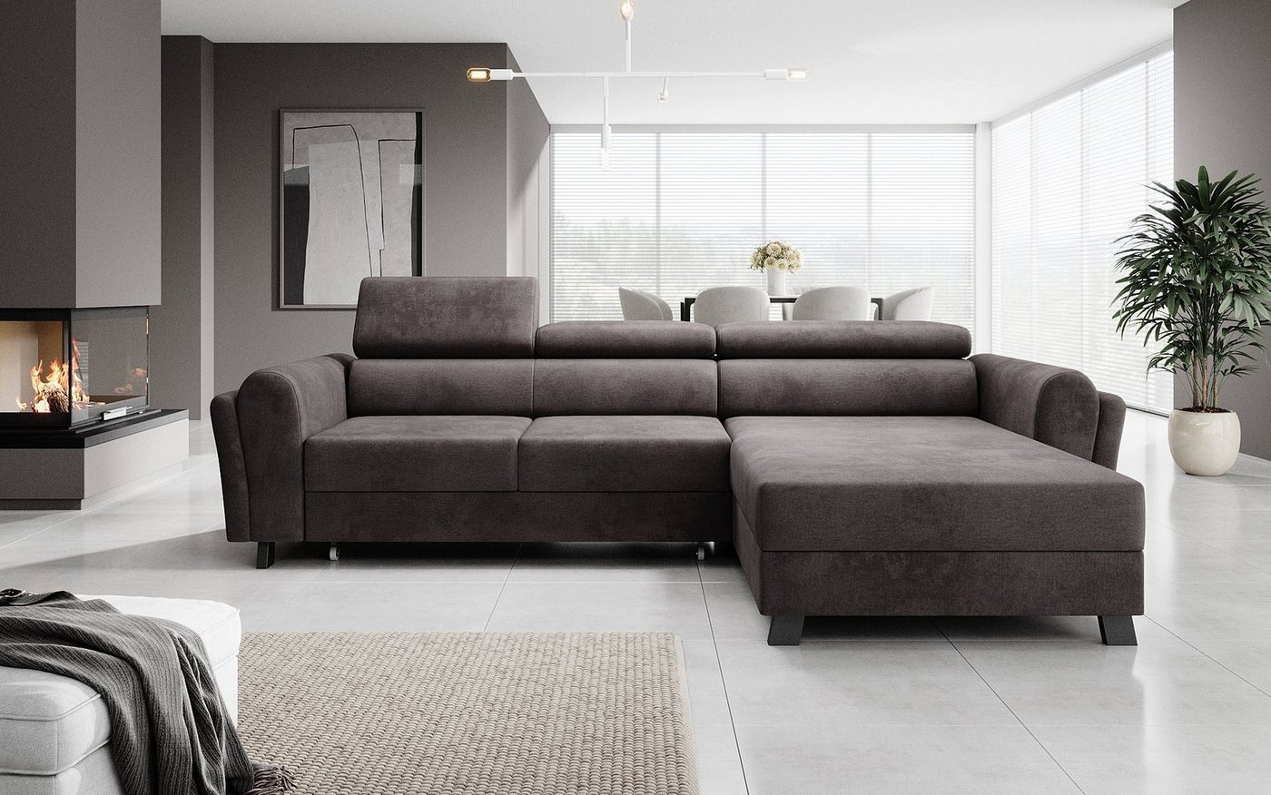 Luxusbetten24 Schlafsofa Designer Sofa Massimo, mit Stauraum und Schlaffunktion von Luxusbetten24