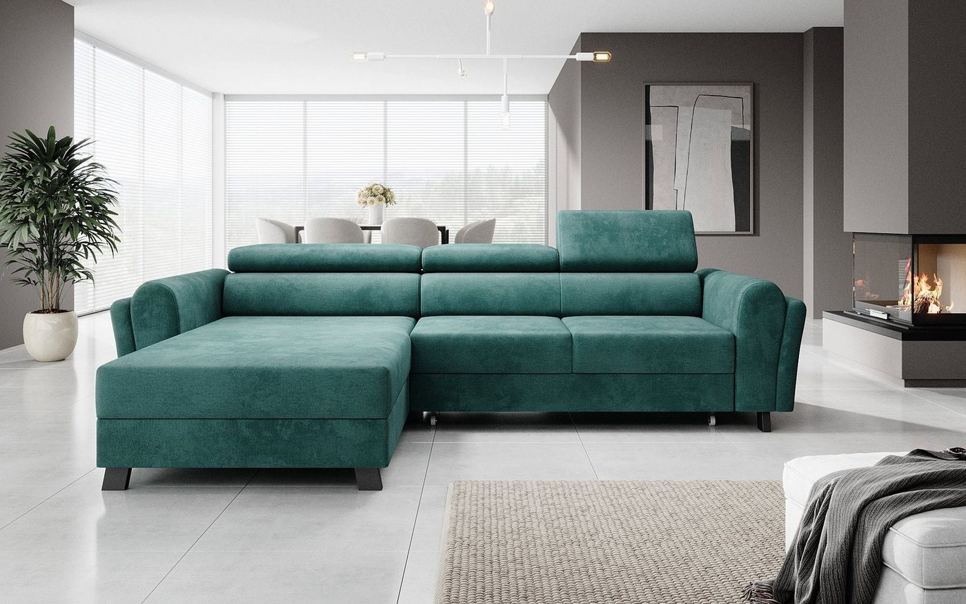 Luxusbetten24 Schlafsofa Designer Sofa Massimo, mit Stauraum und Schlaffunktion von Luxusbetten24