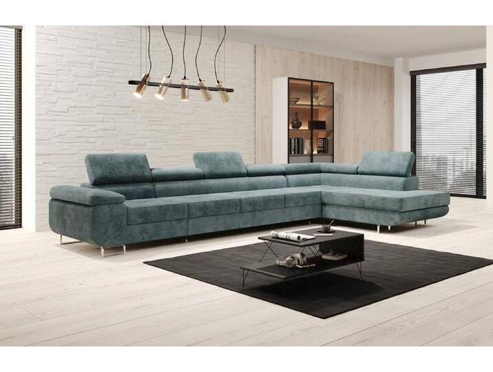 Luxusbetten24 Schlafsofa Designer Sofa Maxi in Cord, mit Schlaffunktion und Stauraum, blau, Vintage Blau Luxusbetten24 Schlafsofa Designer Sofa Maxi in Cord, mit Schlaffunktion und Stauraum, blau, Vintage Blau von Luxusbetten24