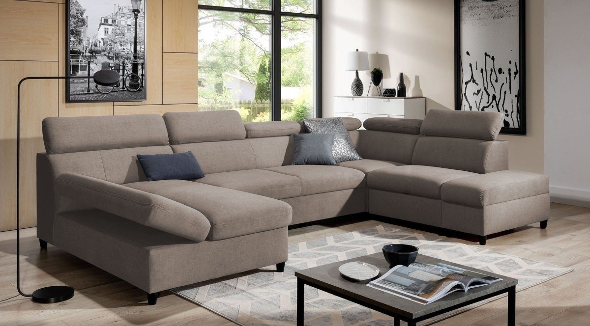 Luxusbetten24 Schlafsofa Designer Sofa Noura U, mit Schlaf- und Klappfunktion von Luxusbetten24