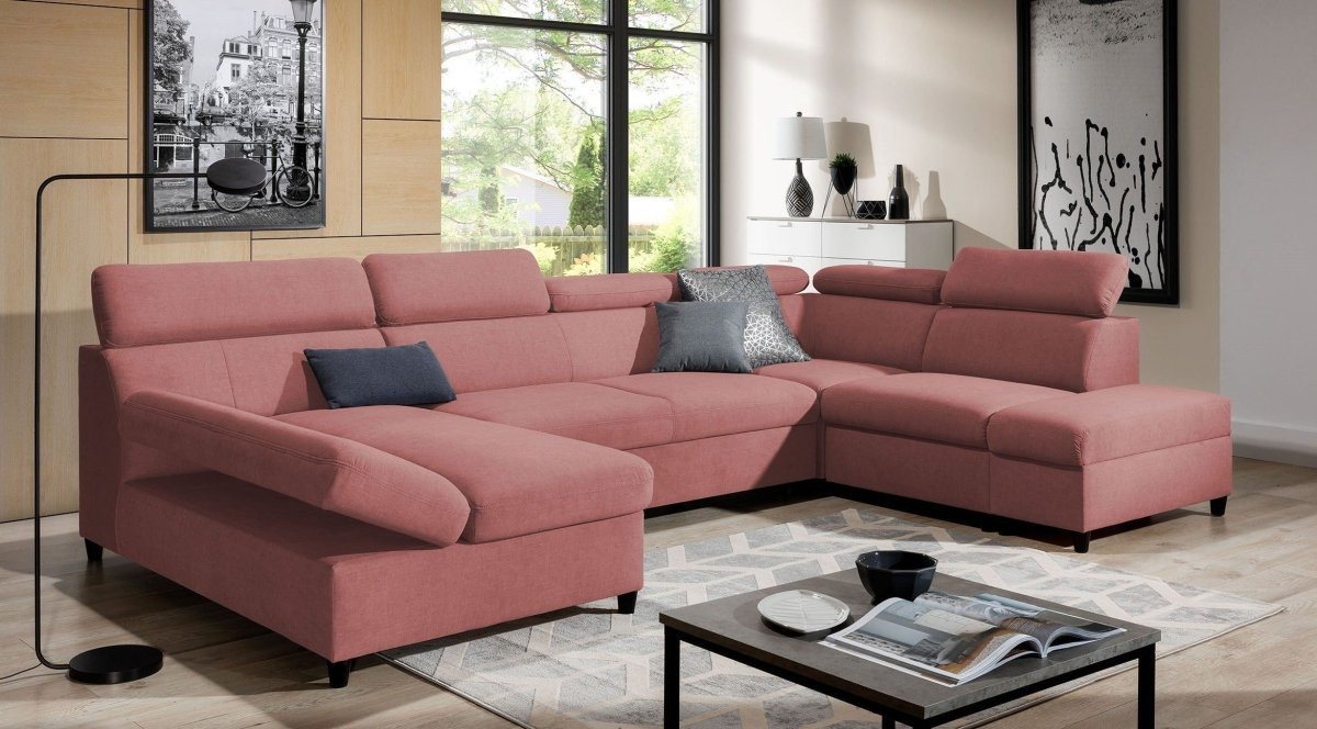 Luxusbetten24 Schlafsofa Designer Sofa Noura U, mit Schlaf- und Klappfunktion von Luxusbetten24