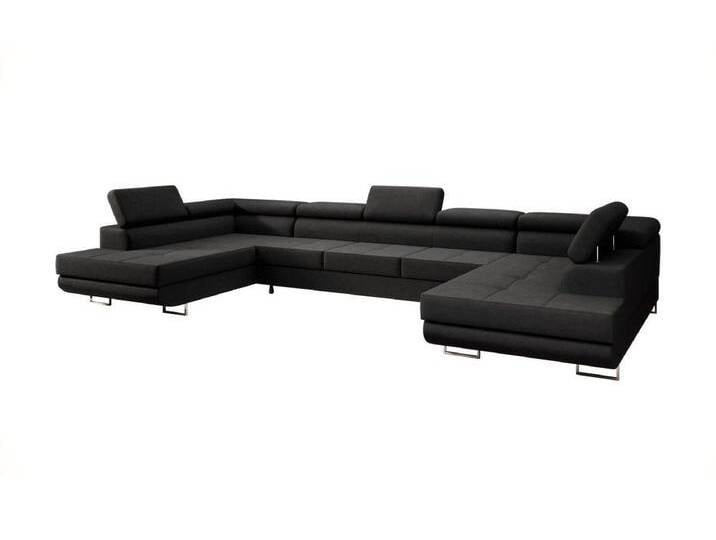 Luxusbetten24 Schlafsofa Designer Sofa Taormina, mit Stauraum und Schlaffunktion, schwarz, Schwarz von Luxusbetten24