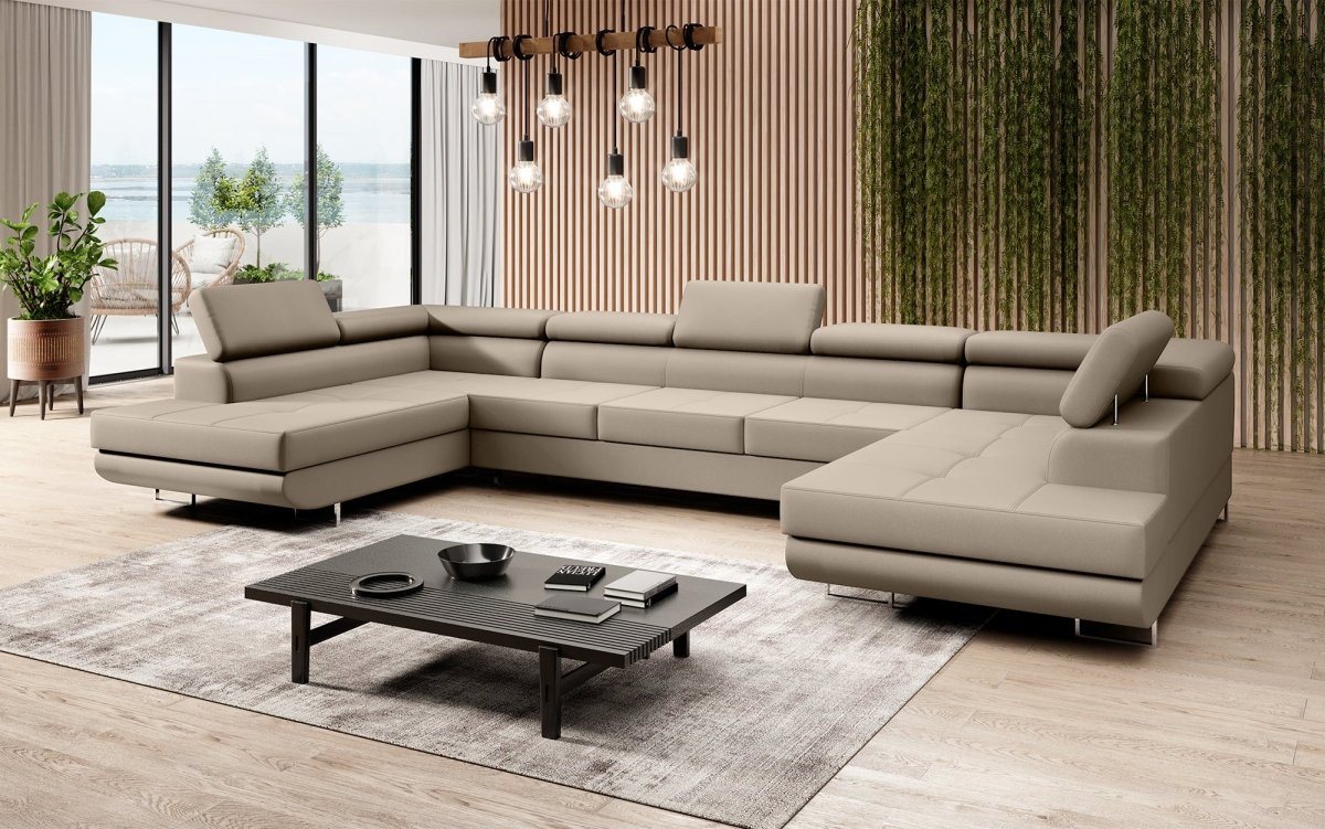 Luxusbetten24 Schlafsofa Designer Sofa Taormina, mit Stauraum und Schlaffunktion von Luxusbetten24