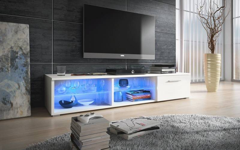 Luxusbetten24 Sideboard TV Lowboard Bright, mit LED-Beleuchtung von Luxusbetten24