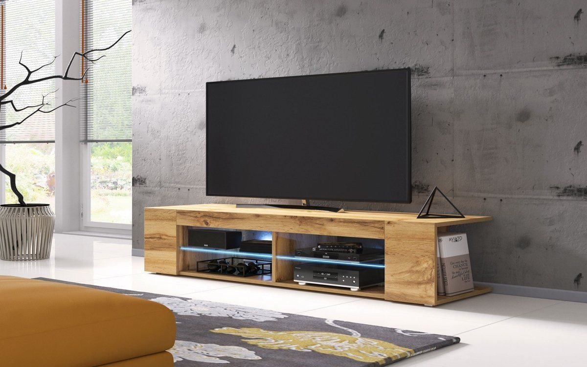 Luxusbetten24 Sideboard TV Lowboard Legno, mit LED-Beleuchtung und Eichenoptik von Luxusbetten24