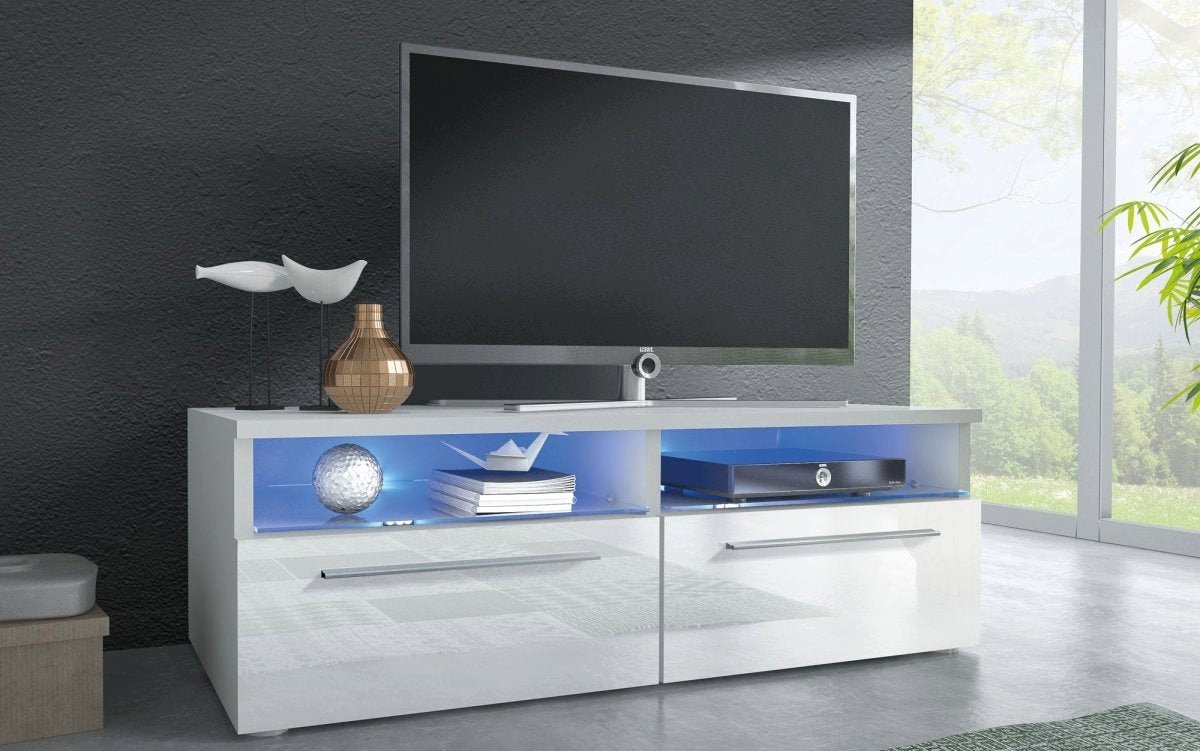 Luxusbetten24 Sideboard TV Lowboard Lumino, mit LED-Beleuchtung von Luxusbetten24