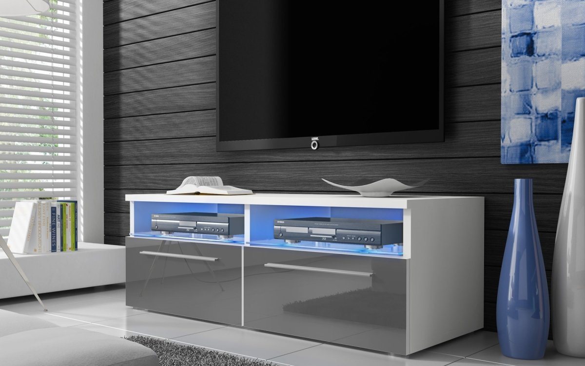 Luxusbetten24 Sideboard TV Lowboard Lumino, mit LED-Beleuchtung von Luxusbetten24