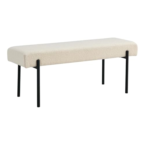 Luxusbetten24 Sitzbank Lenny Bouclé mit Metallbeinen Beige von Luxusbetten24