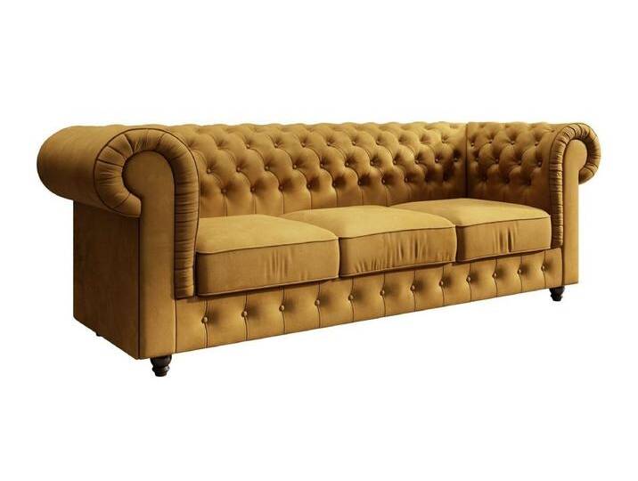Luxusbetten24 Sofa Chesterfield Sofa Sora, mit Samtbezug, gelb, Senf Luxusbetten24 Sofa Chesterfield Sofa Sora, mit Samtbezug, gelb, Senf von Luxusbetten24