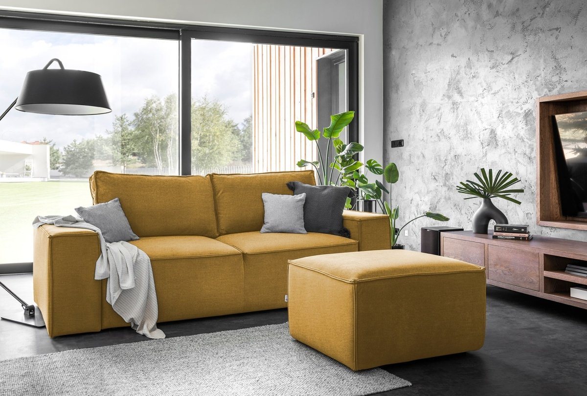 Luxusbetten24 Sofa Designer 2er Sofa Solaris, mit Stauraum und Schlaffunktion von Luxusbetten24