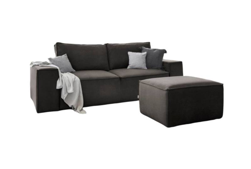Luxusbetten24 Sofa Designer 2er Sofa Solaris, mit Stauraum und Schlaffunktion von Luxusbetten24